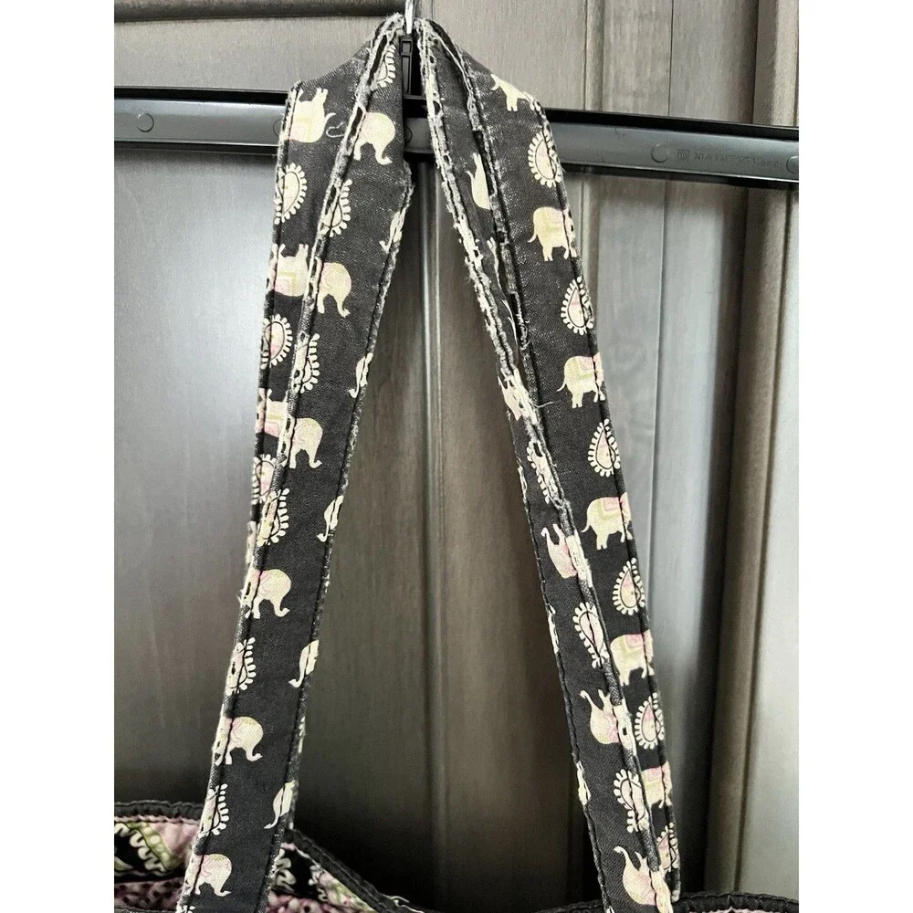 Vera Bradley Vintage Pink Elephants Toggle Tote Bag Small Travel Purse